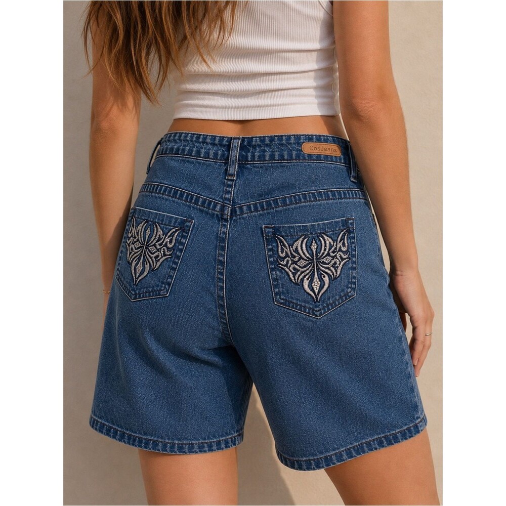 Vintage Y2K CosJean Dark Wash Embroidered Pocket Jeans Cyber Tribal
